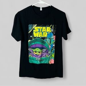Teestyled unisex 100% cotton neon Star Wars Mandalorian graphic tee small